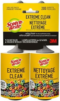 Scotch-Brite Extreme Clean Lint Roller, 200 Sheets Total, 2 Pack by Scotch-Brite