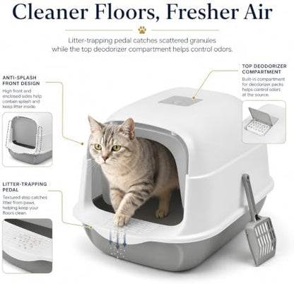 Convertible Cat Litter Box 3 Modes, Hooded Anti-Splash Enclosed - Image 7