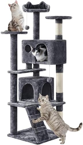 Yaheetech 62in Cat Tree with 2 Condos Sisal Scratching Post Sturdy Tower by Yaheetech