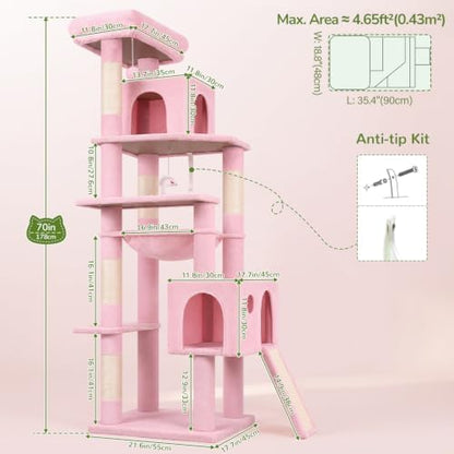 Globlazer F70 Pro Pink Heavy Duty Cat Tree Tower - Image 6