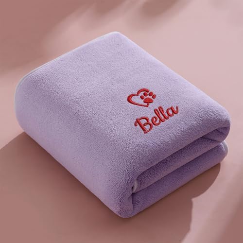 Personalized Pet Towel, Custom Embroidered Name Dog Towel, Super Absorbent by Colifolu
