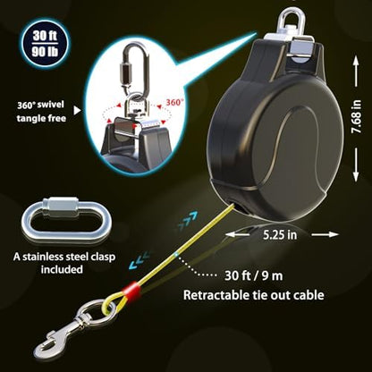 30ft Retractable Dog Leash, 2-in-1 Retractable Dog Lead - Image 2