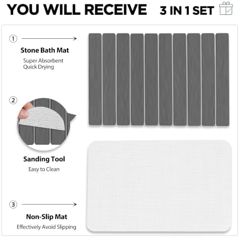 Stone Bath Mat Diatomaceous Earth Shower Mat Non-Slip Super Absorbent - Image 5