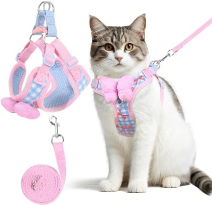 Cat Harness and Leash Set, Escape Proof Soft Vest Walk Pink Small by NCMAMA