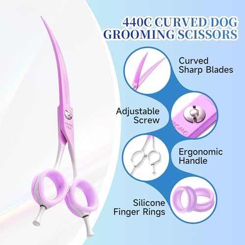 7'' Curved Dog Grooming Scissors Violet to White Gradient - Image 3