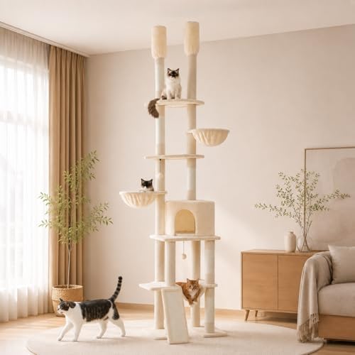 PAWZ Road Floor to Ceiling Cat Tree, 85–112" Tall Cat Tower by PAWZRoad