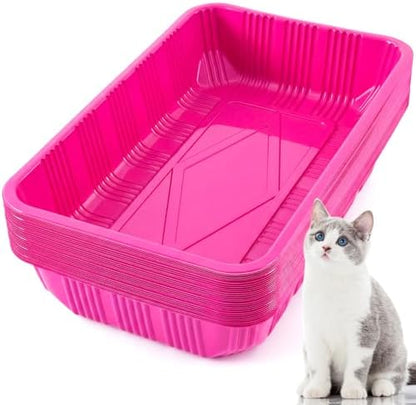 Tessco for you 30 Pack Disposable Litter Boxes for Cats, Rose Red by Tessco