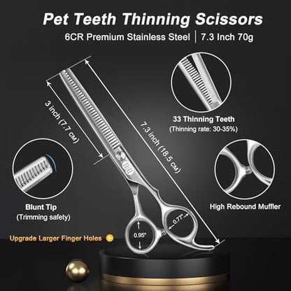 CIICII Dog Grooming Scissors Kit, 7 Inch Safety Pet Cat Shears Set - Image 4