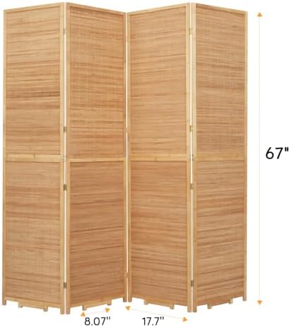Bamboo Mesh Woven Room Divider 5.6FT, 4 Panel Folding Privacy Screen - Image 6