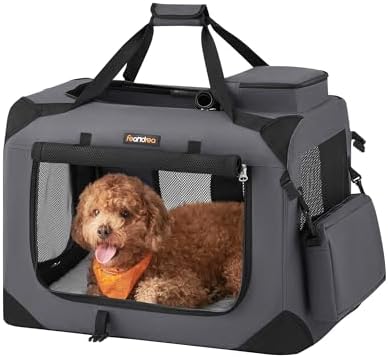 Feandrea Collapsible Soft Dog Crate, Portable Travel Carrier, 24 Inches by FeandreabySONGMICSHOME