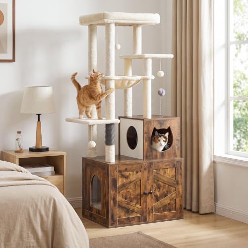 HOOBRO Cat Tree with Litter Box Enclosure, Tall Cat Tower - Image 2