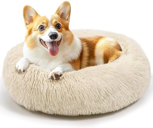28in Large Dog Bed, Calming Donut Bed by Hoewina