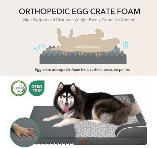 Waterproof Orthopedic Dog Bed for Medium Dogs, Dark Grey - Image 2