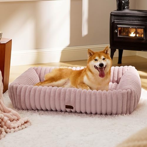 Bedsure ComfyFleece® Cute Dog Beds Large Sized Dog Washable，36in Blush Pink by BEDSURE