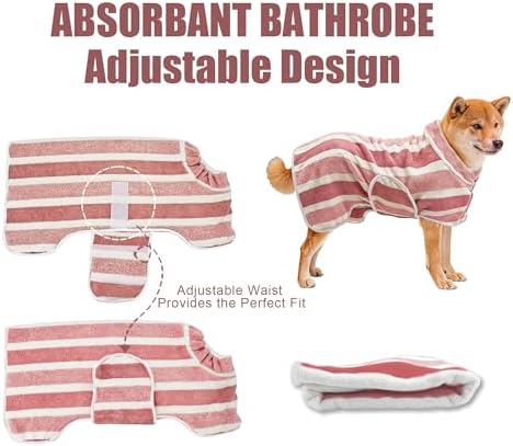 Fast‑Drying Dog Bathrobe, Absorbent Striped Pet Towel - Image 2
