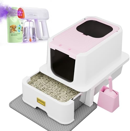 RIZZARI Pink Cat Litter Box: Covered Top Entry by RIZZARI