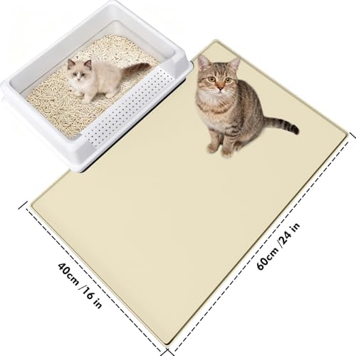 Cat Litter Mat 24" x 16", Soft Silicone Material, Easy Clean Waterproof No Slip - Image 2