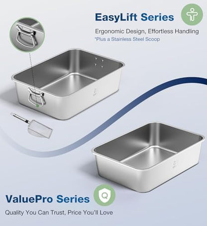 Qiuma Stainless Steel Litter Box, Metal Cat Litter Box - Image 2