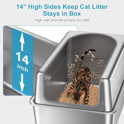 14'' High Sides XXL All Stainless Steel Cat Litter Box - Image 5