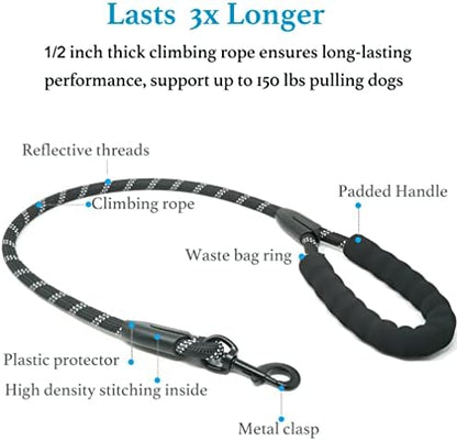 iYoShop Double Dog Leash, 360° Swivel, No Tangle, 25-150 lbs - Image 3