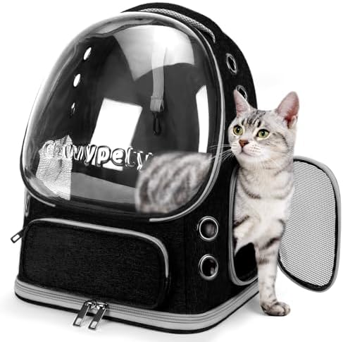 Cawypety Cat Backpack Carrier Large Space Bubble Backpack up to 12lbs Black by Cawypety