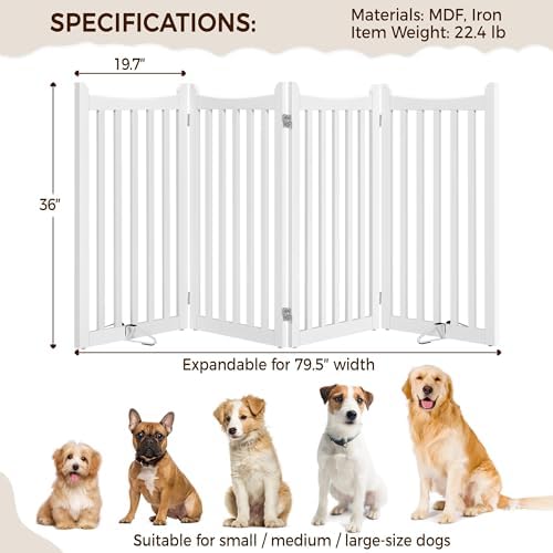 Yaheetech 36in 4-Panel Wooden Freestanding Pet Gate - Image 3