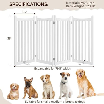 Yaheetech 36in 4-Panel Wooden Freestanding Pet Gate - Image 3