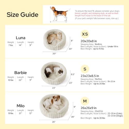 Bedsure ComfyFleece® Washable Cute Small Medium Dog Bed, Round Pet Bed - Image 4