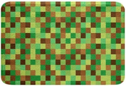 Pixelated Grid Bathroom Rug, Geometric Camo Blocks Non Slip Bath Mat by Manfei