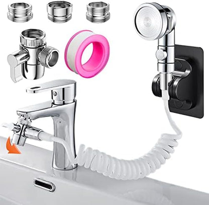 Sink Handheld Shower Kit with 9.8ft Telescopic Hose, Kitchen Bathroom Faucet by Roscid