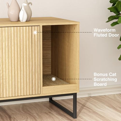 Cat Litter Box Enclosure, Fluted Hidden Litter Box Furniture - Image 2