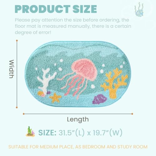 Cute Ocean Bath Rug Super Absorbent Non Slip Modern Bathroom Mat Machine - Image 2