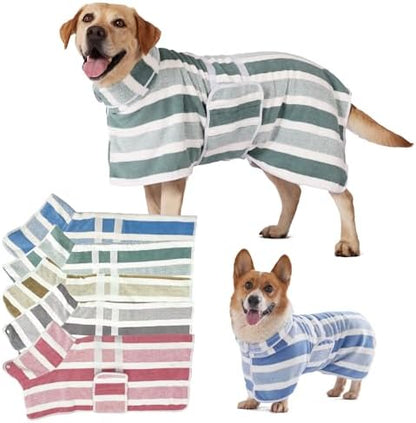Dog Bathrobe, Quick-Dry Striped Drying Robe by DACIOMH