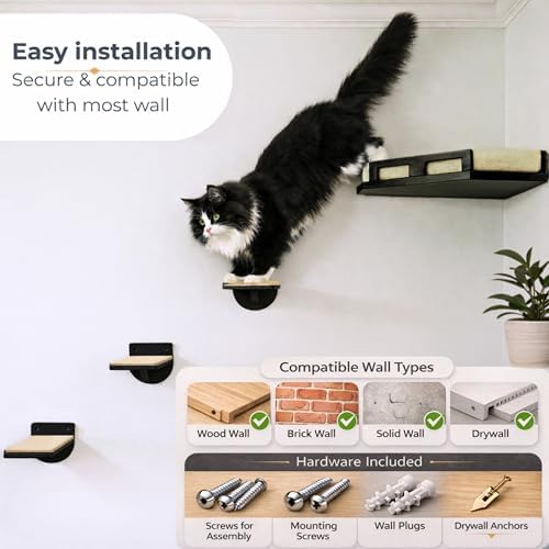 Cat Wall Shelves, Solid Wood Corner Bed, 3 Steps - Image 4