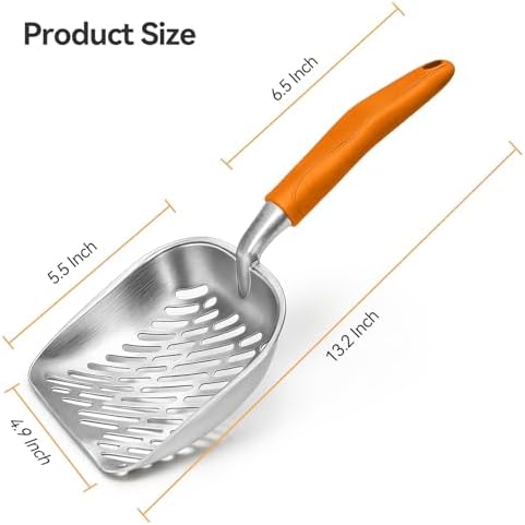 Cat Litter Scoop, Large Long Handle Kitty Metal Scooper - Image 2