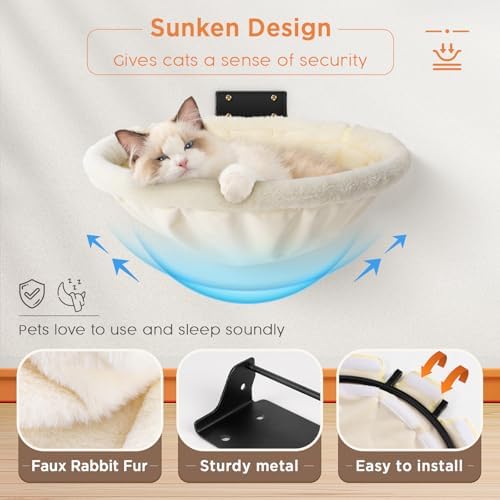 JUNSPOW Cat Hammock Wall Mounted, Foldable & Stable Cat Beds- Breathable Cats - Image 3