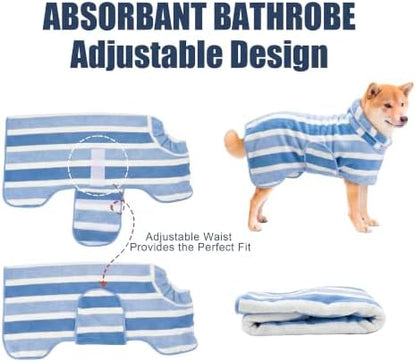 Fast‑Drying Dog Bathrobe, Absorbent Striped Pet Towel - Image 4