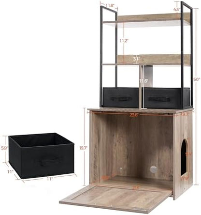 DWANTON Cat Litter Box Enclosure, 2 Storage Shelves and 2 Drawers - Image 5