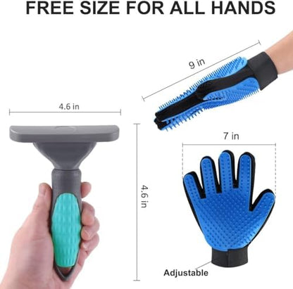 2PCS Pet Grooming Brush Set, Undercoat Deshedding Tool & Double-Sided Silicone - Image 2
