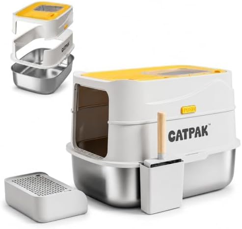 XL Enclosed Stainless Steel Litter Box by CATPAK