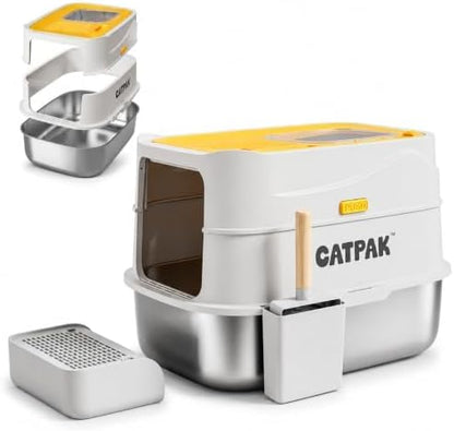 XL Enclosed Stainless Steel Litter Box by CATPAK
