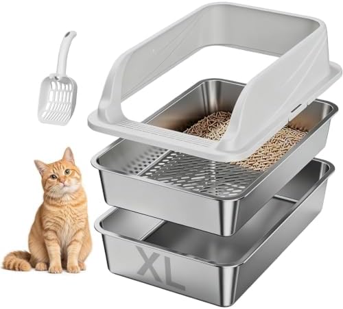 Stainless Steel Sifting Litter Box by KISENG