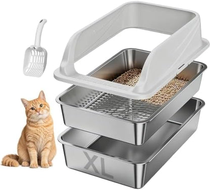 Stainless Steel Sifting Litter Box by KISENG