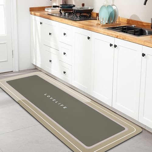 Bath mat Rubber Bathroom Mat-Quick Dry Absorbent Rug Non-Slip Thin Bathroom Rug by YCTMALL