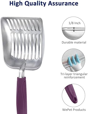 WePet Cat Litter Scoop, Aluminum Alloy Sifter, Kitty Metal Scooper, Deep Shovel - Image 4