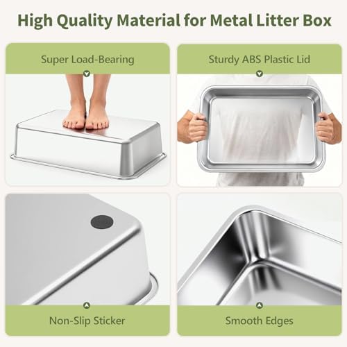 Gimars 2 Pack XL Stainless Steel Cat Litter Box - Image 6