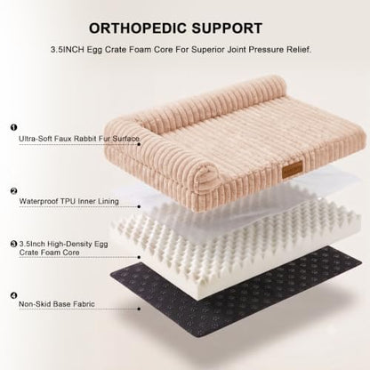 Orthopedic Large Dog Bed Furry Pet Bed, Washable Cover 48''X30'' - Image 6