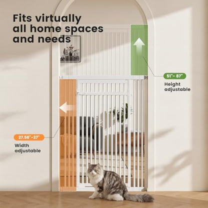 Extra Tall Cat Gate 51"-87" Height Adjustable Pressure Mounted 4 Extensions - Image 2