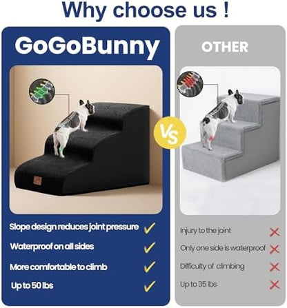 GoGoBunny Dog Stairs for Small Dogs, 3-Step Pet Steps for Couch Sofa - Image 4