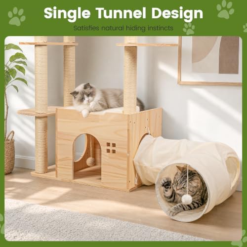 45" Solid Wood Cat Tree for Indoor Cats, Cat Tower - Image 4